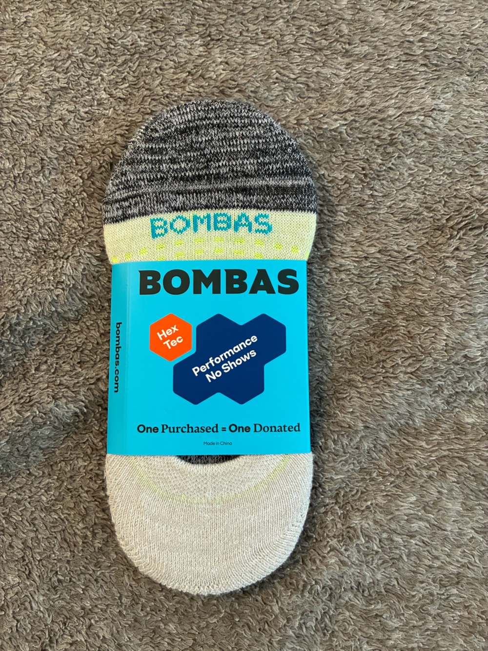 Bombas No-Show Performance Socks in Yellow, Gray & Black